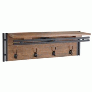 Décoshop26 - Porte-manteau mural étagère avec 4 crochets 24x75x24cm aspect chêne sauvage 04_0000974 - 3000563232693 Décoshop26 - Porte-manteau mural étagère avec 4 crochets 24x75x24cm aspect chêne sauvage 04_0000974 - 3000563232693