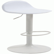 Décoshop26 - Tabouret de bar x1 avec repose-pieds en PVC blanc pied trompète en métal blanc 10_0005074 - blanc métal 3000252446714