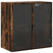 Helloshop26 - Armoire murale en chêne fumé 68 x 37 x 68 cm avec portes vitrées moderne et design polyvalent en bois noir 02_0049335 - noir verre 30