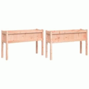 Helloshop26 - Jardinière bac lit surélevé plantes fleurs jardin terrasses lot de 2 avec pieds bois massif douglas marron 02_0039022 - 3000217974597_0