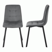 HELLOSHOP26 - Lot de 2 chaises de salle à manger 89 x 44 x 52 cm gris foncé 03_0006748 - gris 03_0006748 HELLOSHOP26 - Lot de 2 chaises de salle à manger 89 x 44 x 52 cm gris foncé 03_0006748 - gris 03_0006748