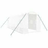 Helloshop26 - Serre tente abri plante fleur légumes avec cadre en acier 12 m² 6 x 2 x 2 m blanc 02_0044537 - blanc acier 3000220209853