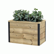 HORTALIA Jardinière en bois avec réserve d’eau Nidum 60 x 34 x 40 cm – Intérieur et extérieur - marron Bois massif N634AL