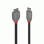 LINDY 0.5m USB 3.2 Type C to Micro-B Cable Anthra Line