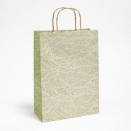 Sac kraft Toscane vert poignées torsadées 26x12x36cm - par 25