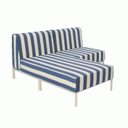 Salon de jardin bas modulable rayé 2 places bleu pacific - bleu aluminium 115892