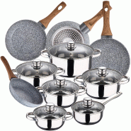 San Ignacio - Batterie de cuisine Cassel 14/16/18/20/24cm en Acier Inoxydable avec Jeu de Poêles 20/24/26/28cm Daimiel en Aluminium Forgé - multi-ma