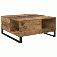 VidaXL Table basse Bois Ancien 80 x 80 x 36,5 cm Bois d'ingénierie Modèle Luna Bois Plus - 881669