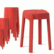 12 Tabourets Gigognes empilables BM HOME TAB-ROUGE en plastique, légers pour la maison, salle de classe, cuisine, jardin - rouge plastique polypropyl