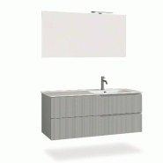AQA Design Composition de salle de bain en MDF avec baignoire à droite en 4 pièces VENERE gris L.121 P.46,5 H.190 MPVE41-GRI - gris Bois manufactur�