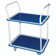 Chariot double plateaux - L.745xP.465xH.945mm - Charge 250kg - Roues PVC Ø100mm - Acier Blanc et Bleu