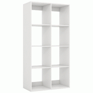 COSTWAY Bibliothèque 4 niveaux, 8 compartiments, antibasculement, cubes bois, bureau, blanc 69,5x33x137 cm - blanc Bois manufacturé ON33239IT