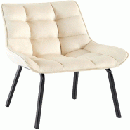 Décoshop26 - Chaise de salle à manger x1 en velours crème généreusement rembourrée piètement en métal noir 10_0007285 - beige métal 3000266033047