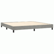 Décoshop26 - Sommier à lattes sur pieds cadre de lit 200x200 cm tissu velours gris clair TDL0207172 - gris 3001169788003