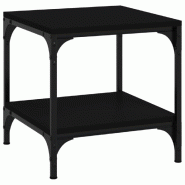 Décoshop26 - Table d'appoint chevet avec étagère 40 x 40 x 40 cm bois d'ingénierie noir et acier DEC040291 - noir acier 3000264848865