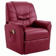 Fauteuil électrique de massage confort relaxant massant détente rouge bordeaux similicuir 1702057/2
