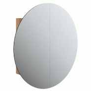 Helloshop26 - Armoire de salle de bain murale miroir rond et LED 54 x 54 x 17,5 cm avec grand espace rangement en bois chêne 02_0047115 - verre 30002