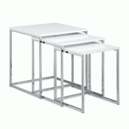 Helloshop26 - Lot de 3 tables gigognes carrées pratiques salon jardin 42 x 40 x 40 cm en MDF blanc 13_0005195 - blanc métal 3000242471382