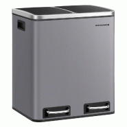 Helloshop26 - Poubelle en métal 30 litres poubelle à double compartiment 2 x 15 litres avec seaux intérieurs et poignées fermeture 12_0007274 - m�