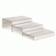 Lot 3 podiums buffet miroir acrylique 30x25x2,5/7,5/13cm