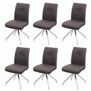 Mendler Lot de 6 chaises de salle à manger HWC-H70, chaise de cuisine fauteuil chaise, tissu/textile inox brossé ~ gris-brun - gris textile 3x73924