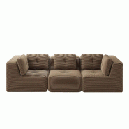 Merax Canapé modulable 3 places, Cloud Sofa Cord sans cadre, canapé lounge près du sol, avec accoudoirs larges, marron - marron multi-matériau W33