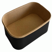 NOVABOWL Saladier Poke Bowl Rectangulaire Noir 173x121x41mm 500ml - Salade & Plat Chaud - Ingraissable - Lot de 900 - noir en carton BRN500