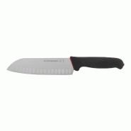Schneider - S-Grip Santoku, avec bord creux, poignée : noir, rouge, 180 mm - noir acier 267031