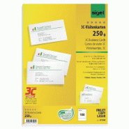 Sigel Etui de 100 cartes de visite imprimables, 85 x 55 mm, 250 g/m² (10 planches A4 bords lisses) - blanc LP800