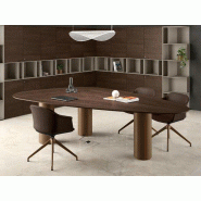 Table d?Exception Livo avec plan organique en placage de bois et structure métallique Table d?Exception Livo avec plan organique en placage de bois et structure métallique