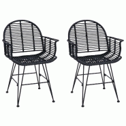 VidaXL Chaise de salle à manger 2 pcs Noir 44 x 44 x 74 cm Modèle Sermoniax - 42011559