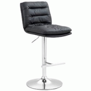 CLP Tabouret de bar Damar similicuir Noir /Chrome - noir polyester 322914 CLP Tabouret de bar Damar similicuir Noir /Chrome - noir polyester 322914
