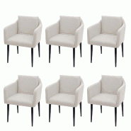 Décoshop26 - Lot de 6 chaises de salle à manger moderne et confortable en tissu / textile crème 04_0002124 - 3000075732698