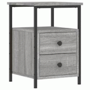 Décoshop26 - Table de chevet avec deux tiroirs et étagère 34 x 35,5 x 50 cm bois d'ingénierie gris DEC034587 - gris 3000260187166