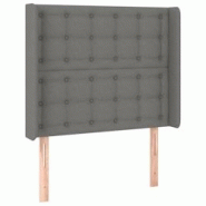 Décoshop26 - Tête de lit accessoire couchage chambre à coucher meuble avec rebord latéral latéral 103 x 16 x 118/128 cm tissu gris TDL0205071 - g Décoshop26 - Tête de lit accessoire couchage chambre à coucher meuble avec rebord latéral latéral 103 x 16 x 118/128 cm tissu gris TDL0205071 - g