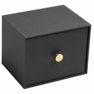 Exacompta Lot de 2 Boîte à fiches Office by Me®, format A6, carton recouvert papier texturé, coloris noir - 3130630786016_0