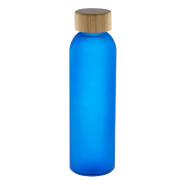 Gourde en verre givré - bouchon en bambou - 500 ml - couleur bleue Gourde en verre givré - bouchon en bambou - 500 ml - couleur bleue
