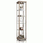 K-Möbel vitrine en verre en chêne Sonoma (176x37x33cm) avec 4 étagères en verre réglables en hauteur, miroir, serrure, LED - modèle de voiture v_0