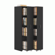 Merax Bibliothèque extensible sur roulettes 51.5x41x158 cm, 4 niveaux MDF, montage gauche/droite, 20 kg par étagère, noir - noir Bois manufacturé