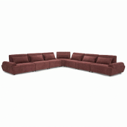 Oviala Business Canapé d'angle modulable 7 places dossier ajustable rouge brulé - rouge polyester 115724