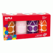 Apli Pack de 3 x 1180 / 1 x 1888 gommettes géométriques, diam. 27 mm, en rouleau, coloris assortis - 8410782119135