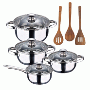 BERGNER - Batterie de Cuisine 7 Pièces Fabriquée en Acier Inoxydable Compatible Induction avec AGROS Set de 3 Pièces Ustensiles de Cuisine - multi-