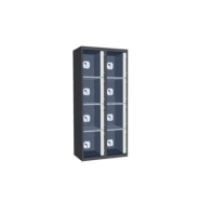 Casiers consigne à monnayeur, portes transparentes , 2 colonnes de 4 cases larg.400 mm, anthracite/ gris clair Casiers consigne à monnayeur, portes transparentes , 2 colonnes de 4 cases larg.400 mm, anthracite/ gris clair