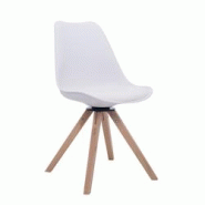 Décoshop26 - Chaise de salle à manger x1 chaise visiteur assise pivotant à 360° en PVC et plastique blanc piètement en bois carré 10_0003471 - b Décoshop26 - Chaise de salle à manger x1 chaise visiteur assise pivotant à 360° en PVC et plastique blanc piètement en bois carré 10_0003471 - b