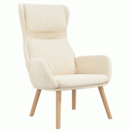 Décoshop26 - Fauteuil lounge chaise de canapé chambre design moderne en tissu velours crème DEC026638 - beige 3000255928224