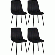 Décoshop26 - Lot de 4 chaises de salle à manger coutures décoratives vertical en tissu noir et métal noir 10_0001863 - noir 3000250713658 Décoshop26 - Lot de 4 chaises de salle à manger coutures décoratives vertical en tissu noir et métal noir 10_0001863 - noir 3000250713658