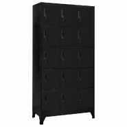 Helloshop26 - Armoire à casiers moderne fonctionnelle bureau 90 x 40 x 180 cm en acier noir 02_0047033 - noir acier 3000234557742