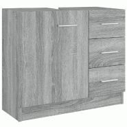Helloshop26 - Armoire de lavabo spacieuse moderne 63 x 30 x 54 cm avec 3 tiroirs et rangement optimal en bois d'ingénierie gris 02_0048225 - gris Boi