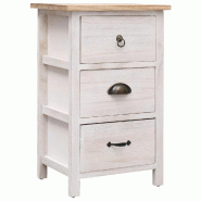 Helloshop26 - Armoire latérale 35 x 25 x 57 cm 3 tiroirs pratique support décoratif en bois de paulownia blanc 02_0046457 - blanc Bois massif 300023