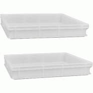 Lot de 2 boîtes de service à pâte fermées, 60 x 40 x 13 cm (hauteur), capacité 26 litres, blanches - blanc 8053632010109
